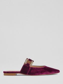 L.K.Bennett Nancy Velvet Embellished Mules, Burgundy, Burgundy