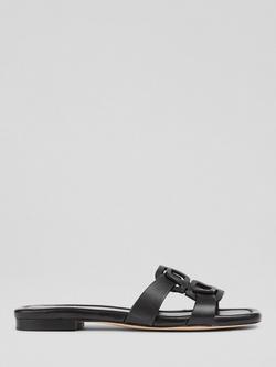 L.K.Bennett Casper Leather Flat Sandals, Black