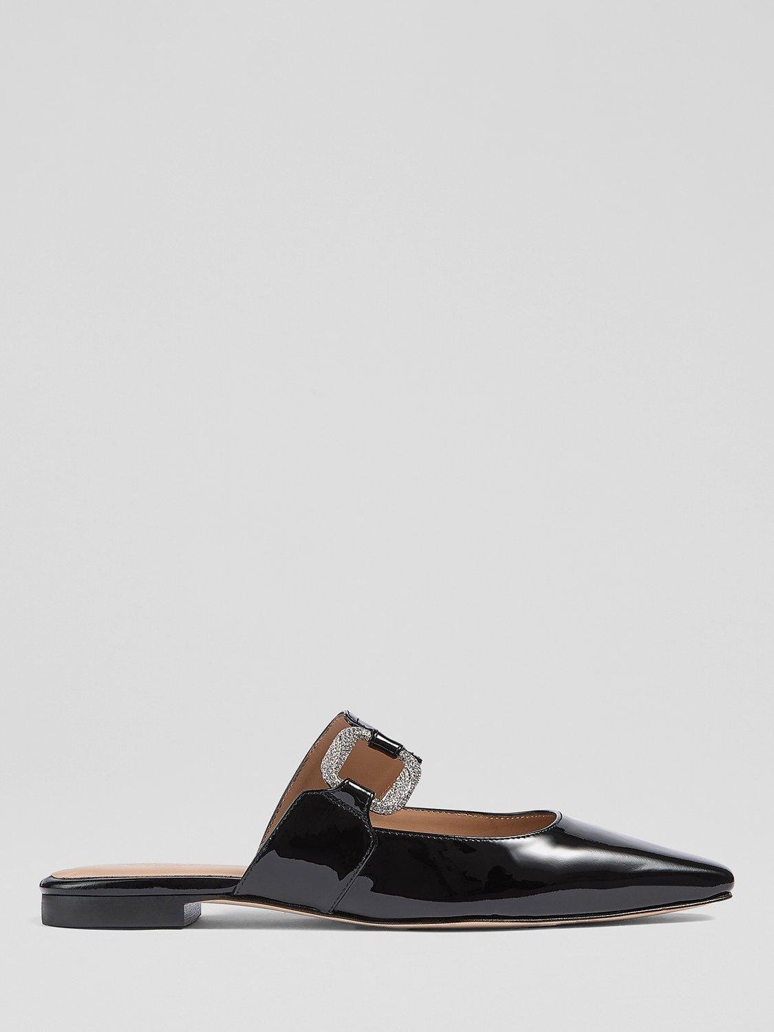 Product image 1 of 3, which shows L.K.Bennett Nancy Patent Leather Embellished Mules, Black, 5