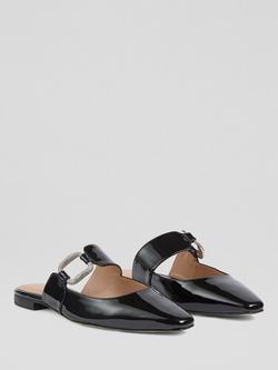 L.K.Bennett Nancy Patent Leather Embellished Mules, Black - view 2, Black