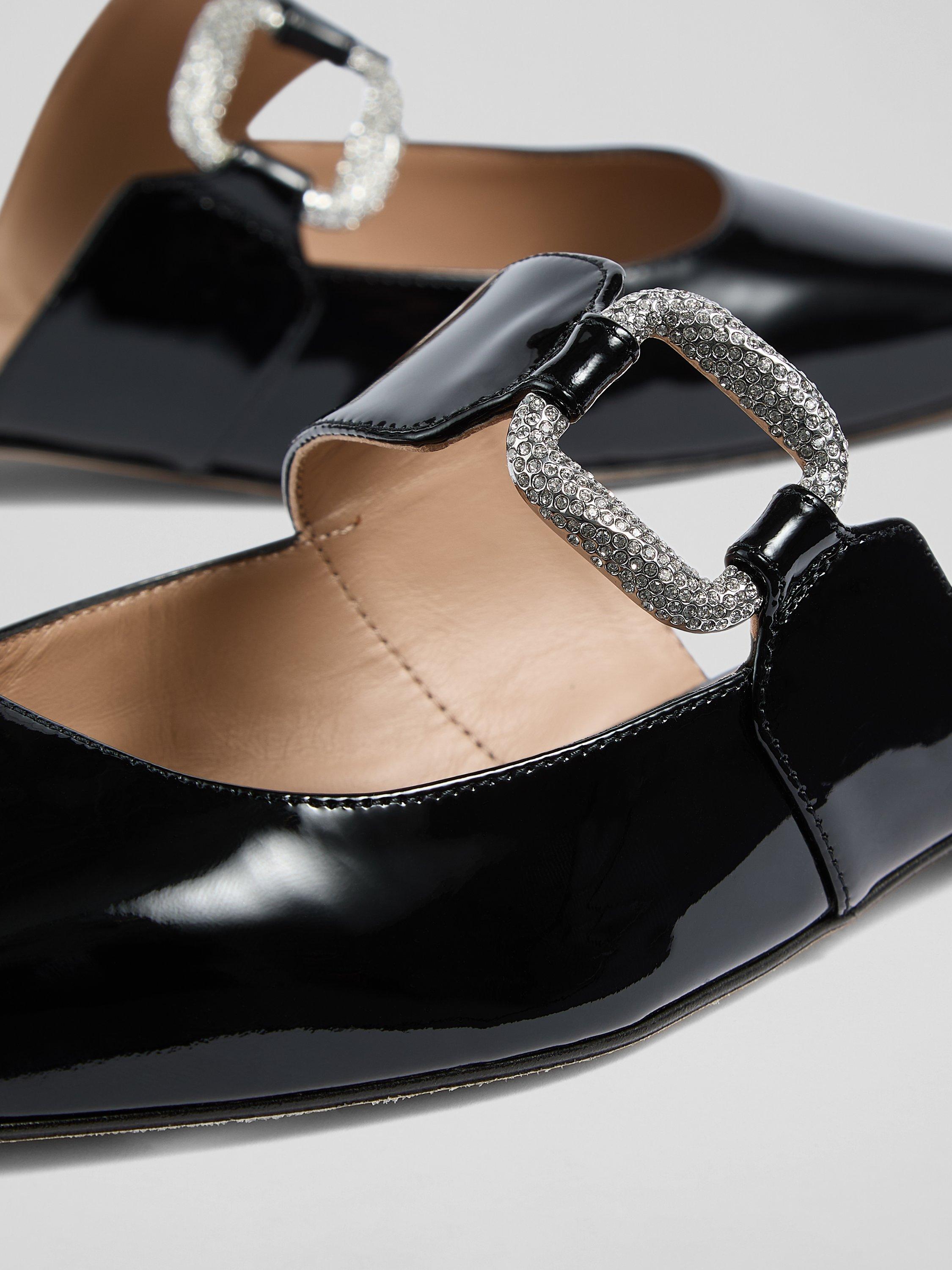 Product image 3 of 3, which shows L.K.Bennett Nancy Patent Leather Embellished Mules, Black, 5