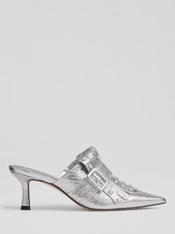 LKB London Atty Leather Stiletto Heel Closed Shoes, Silver