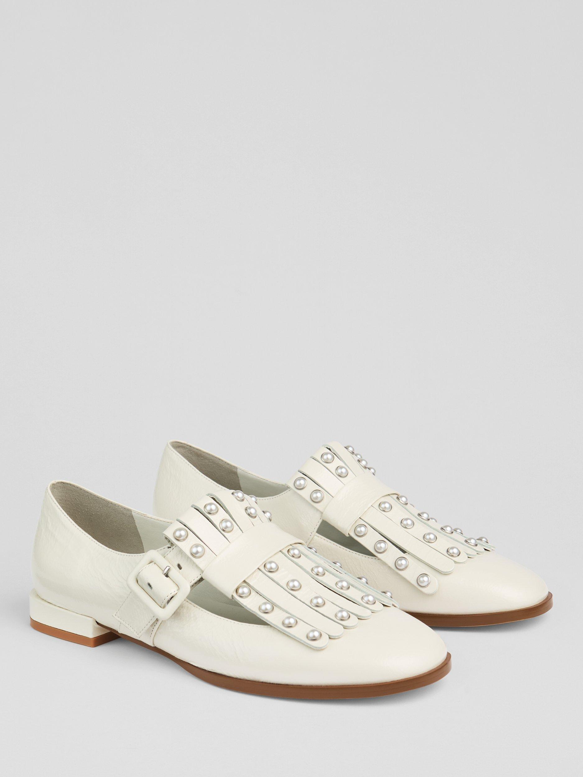 Product image 2 of 3, which shows LKB London Zig Leather Loafers, Ecru, 2