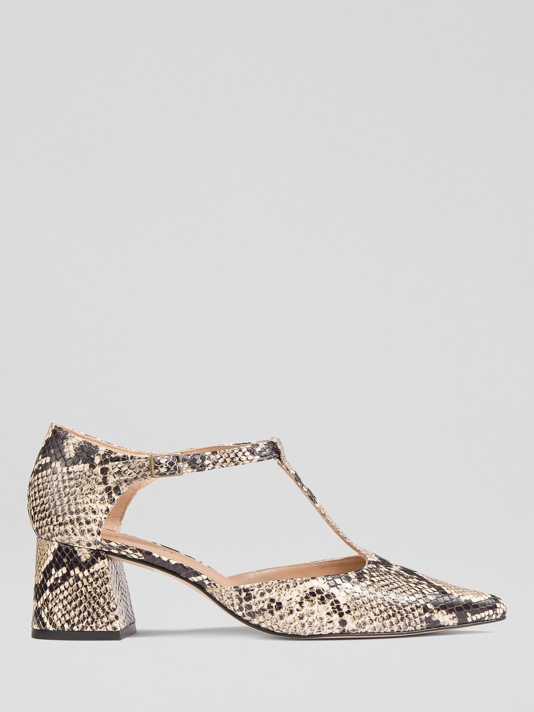 Product image 1 of 3, which shows L.K.Bennett Mikayla Leather Snake Effect Open Court Shoes, Multi, 3