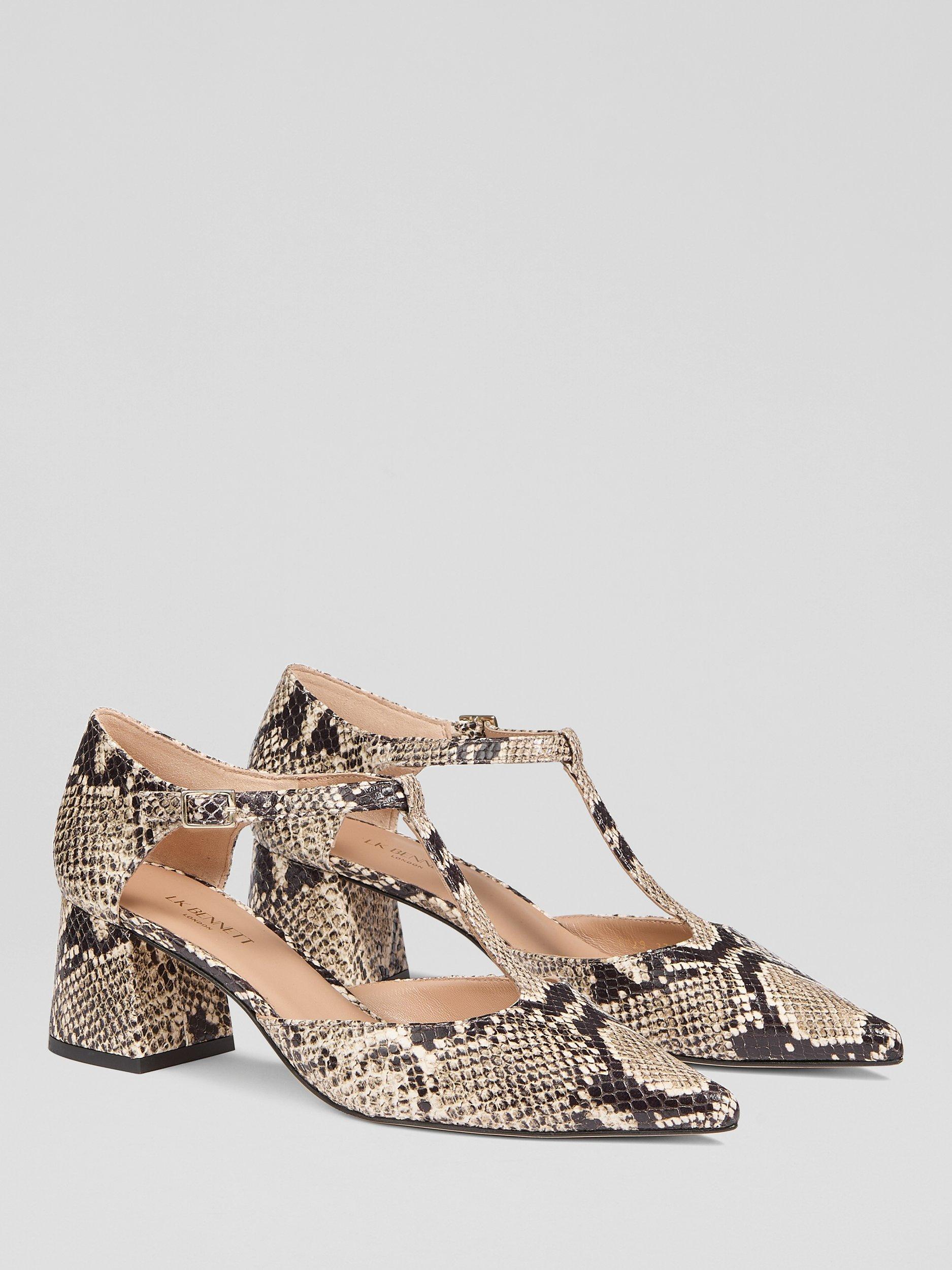 Product image 2 of 3, which shows L.K.Bennett Mikayla Leather Snake Effect Open Court Shoes, Multi, 3