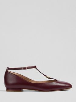 L.K.Bennett Minna Leather Mary Jane Ballerina Pumps, Burgundy, Burgundy