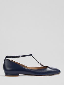 L.K.Bennett Minna Leather Mary Jane Ballerina Pumps, Navy, Navy