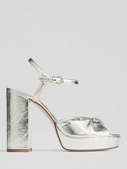L.K.Bennett Rosa Leather Block Heel Formal Sandals, Silver, Silver
