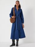 HUSH Zip Long Sleeve Denim Midi Dress, Mid Authentic Wash
