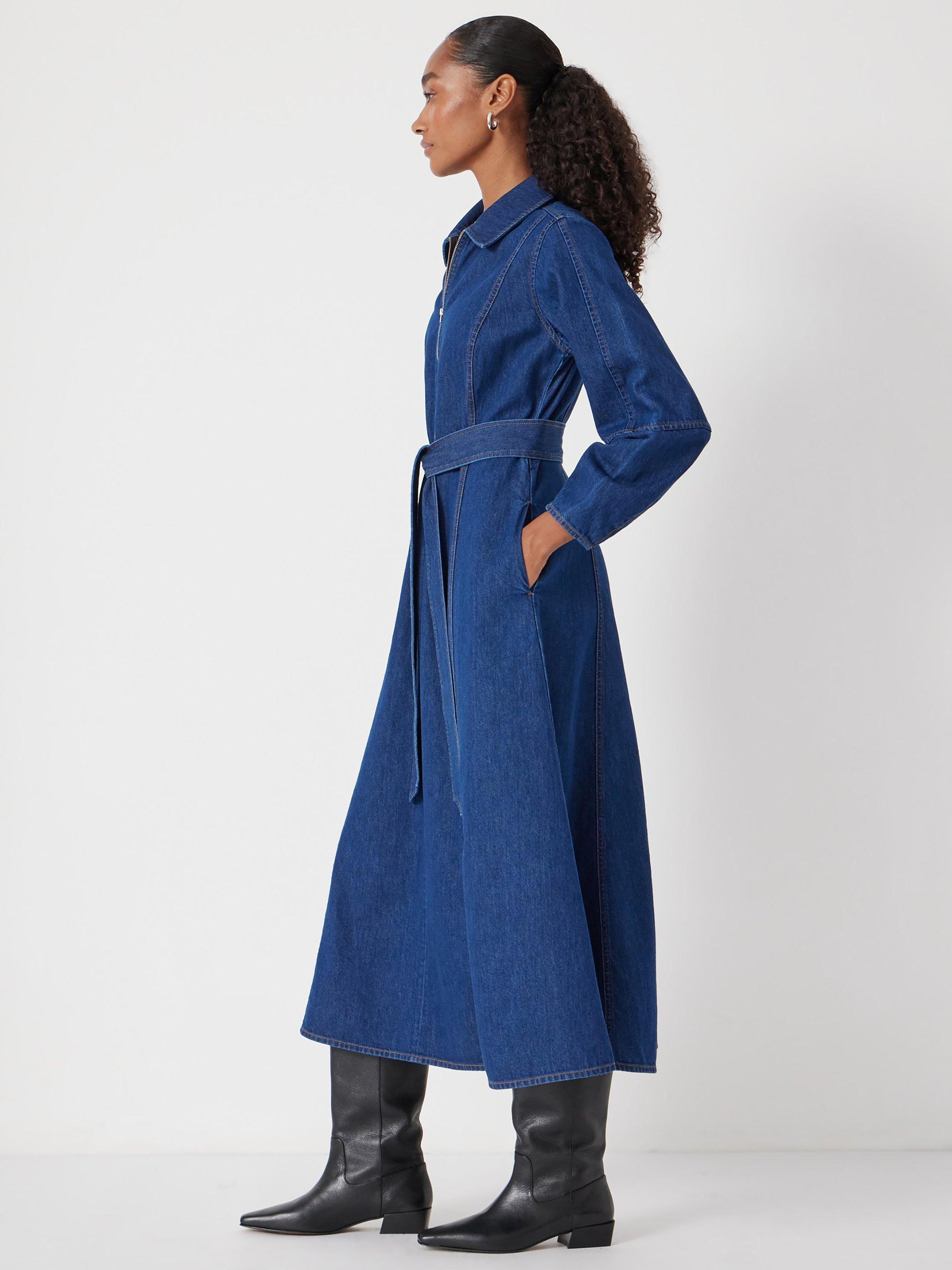 Product image 3 of 6, which shows HUSH Zip Long Sleeve Denim Midi Dress, Mid Authentic Wash, 10
