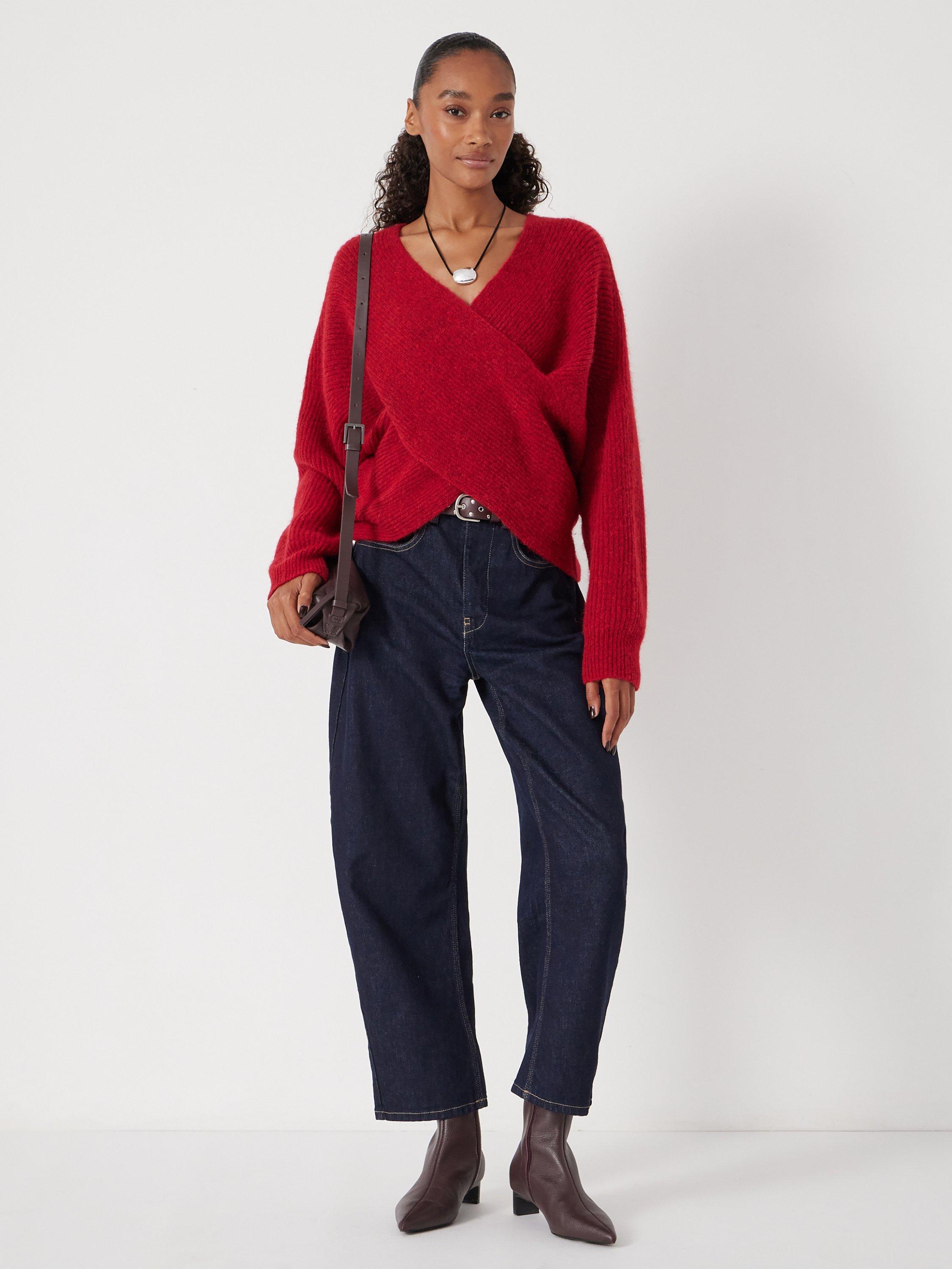 Product image 1 of 4, which shows HUSH Betty Wool Blend Jumper, Fiery Red, S
