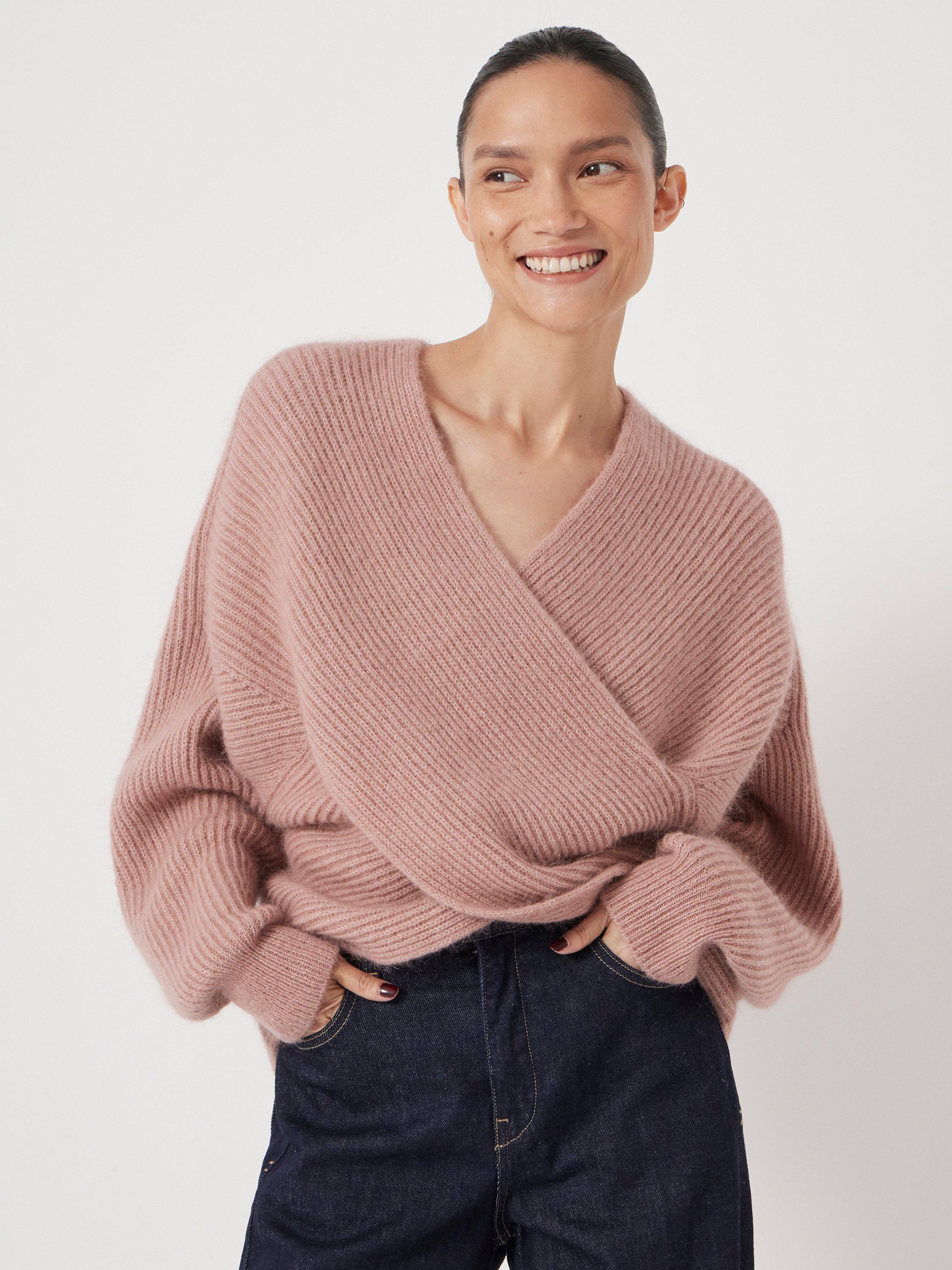 Product image 1 of 5, which shows HUSH Betty Wool Blend Jumper, Rosewood Pink, S
