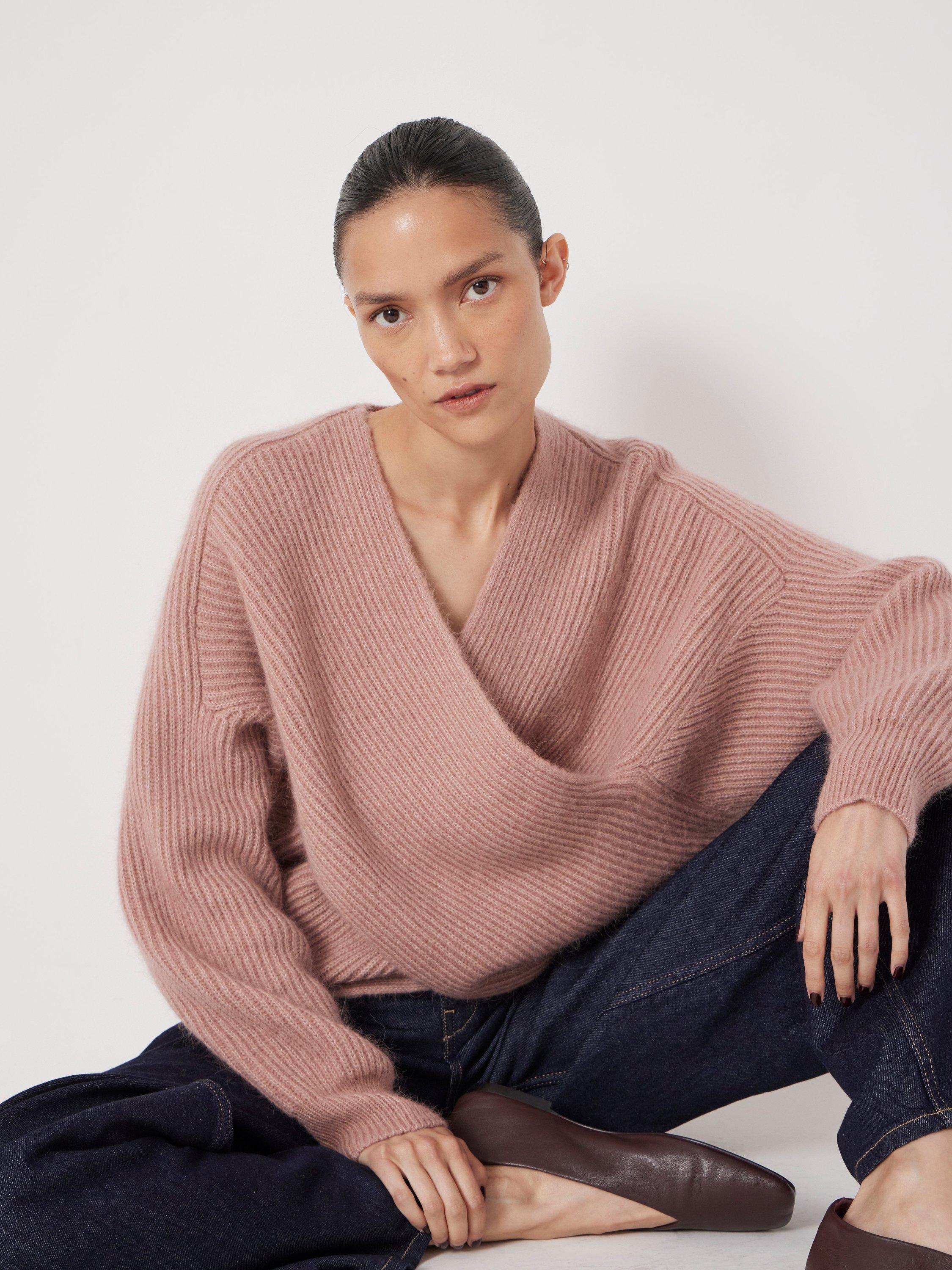 John Lewis Hush Pink Jumper HUSH Betty Wool Blend Jumper, Rosewood