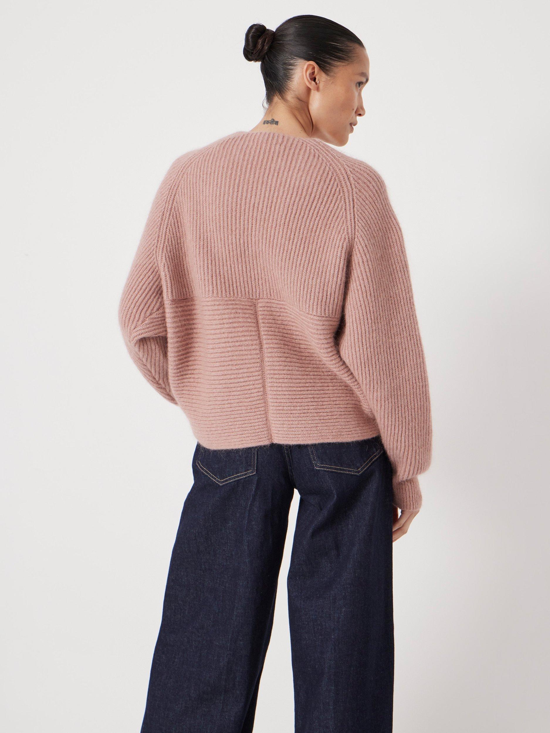 Product image 3 of 5, which shows HUSH Betty Wool Blend Jumper, Rosewood Pink, S