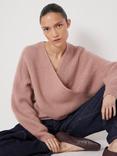 HUSH Betty Fluffy Cross Front Jumper, Rosewood Pink