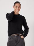HUSH Gathered Shoulder Wool Blend Jumper, Black