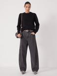 HUSH Gathered Shoulder Wool Blend Jumper, Black
