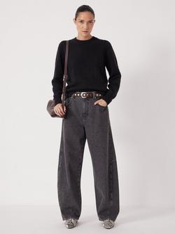 HUSH Gathered Shoulder Wool Blend Jumper - view 2, Black