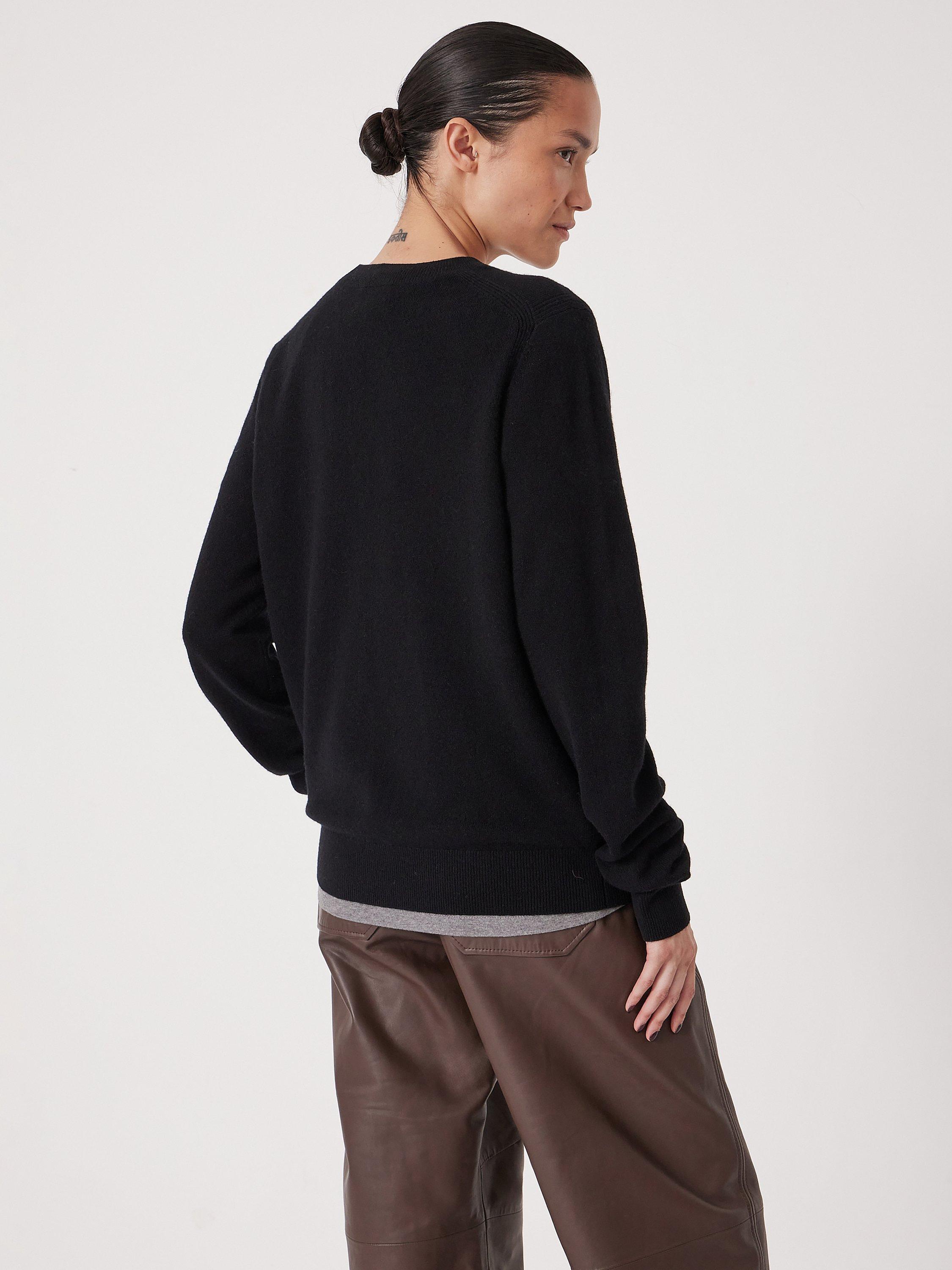 Product image 3 of 5, which shows HUSH Ivy Fine Merino Wool Jumper, Black, XS/S