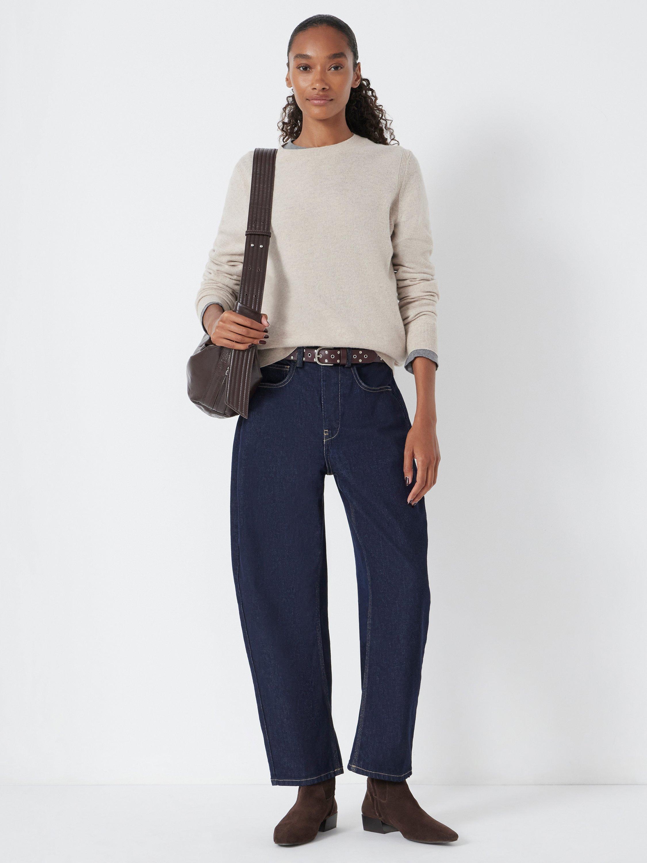 Product image 1 of 3, which shows HUSH Ivy Wool Crew Neck Jumper, Oatmeal, XS-S