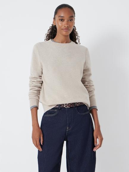 HUSH Ivy Wool Crew Neck Jumper - view 2, Oatmeal
