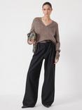 HUSH Wool Blend V Neck Jumper, Walnut Brown