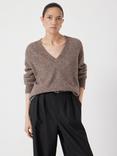 HUSH Wool Blend V Neck Jumper, Walnut Brown