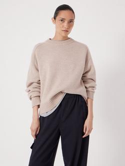 HUSH Nina Merino Wool Cropped Jumper, Oatmeal