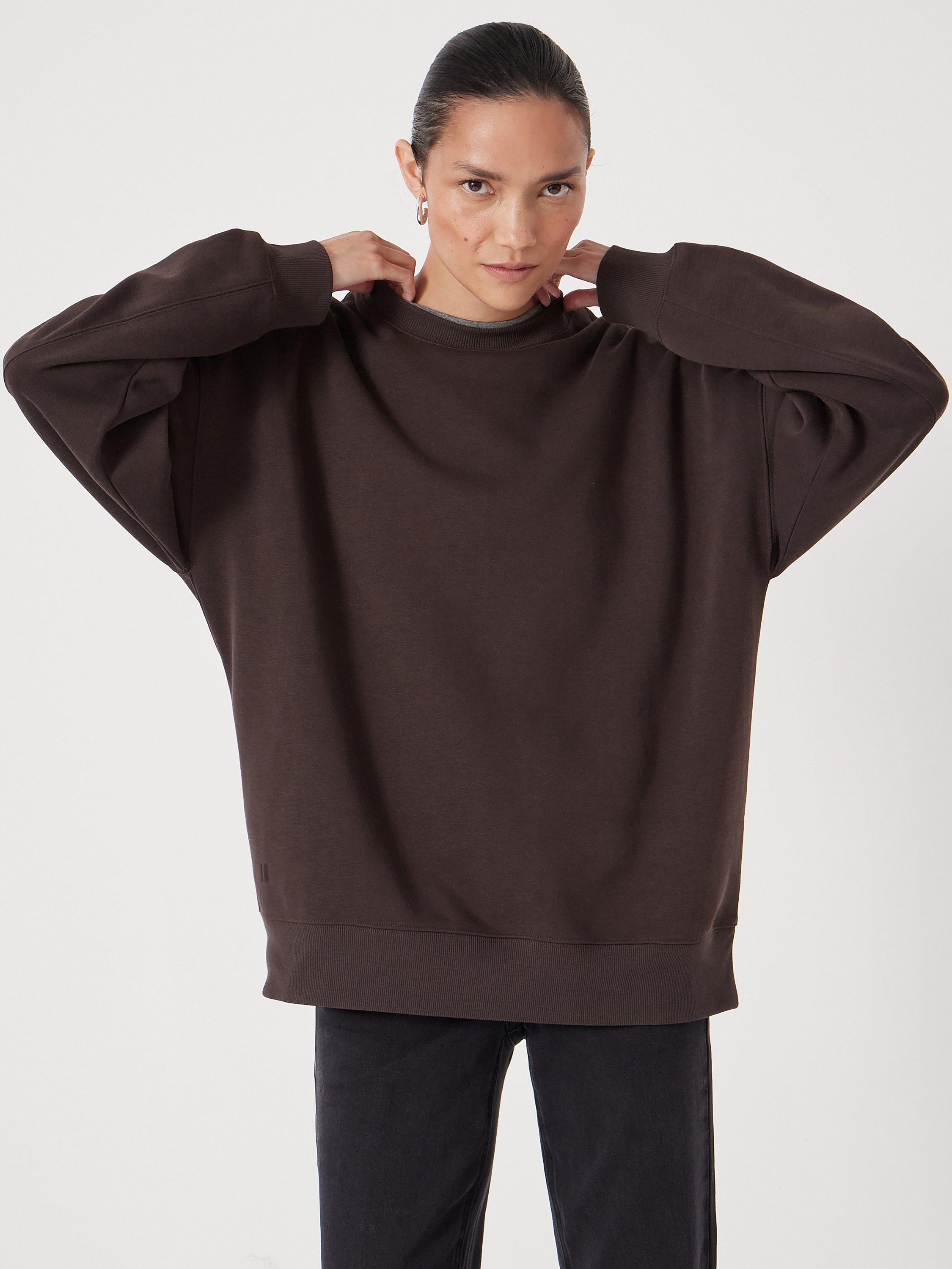 Product image 1 of 5, which shows HUSH Quinn Oversized Sweatshirt, Dark Brown, L