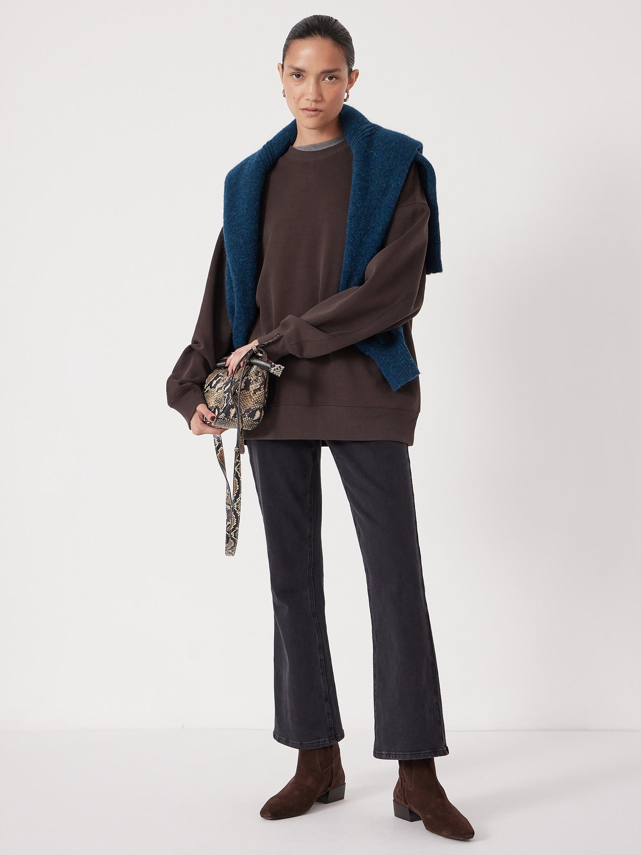 Product image 2 of 5, which shows HUSH Quinn Oversized Sweatshirt, Dark Brown, L