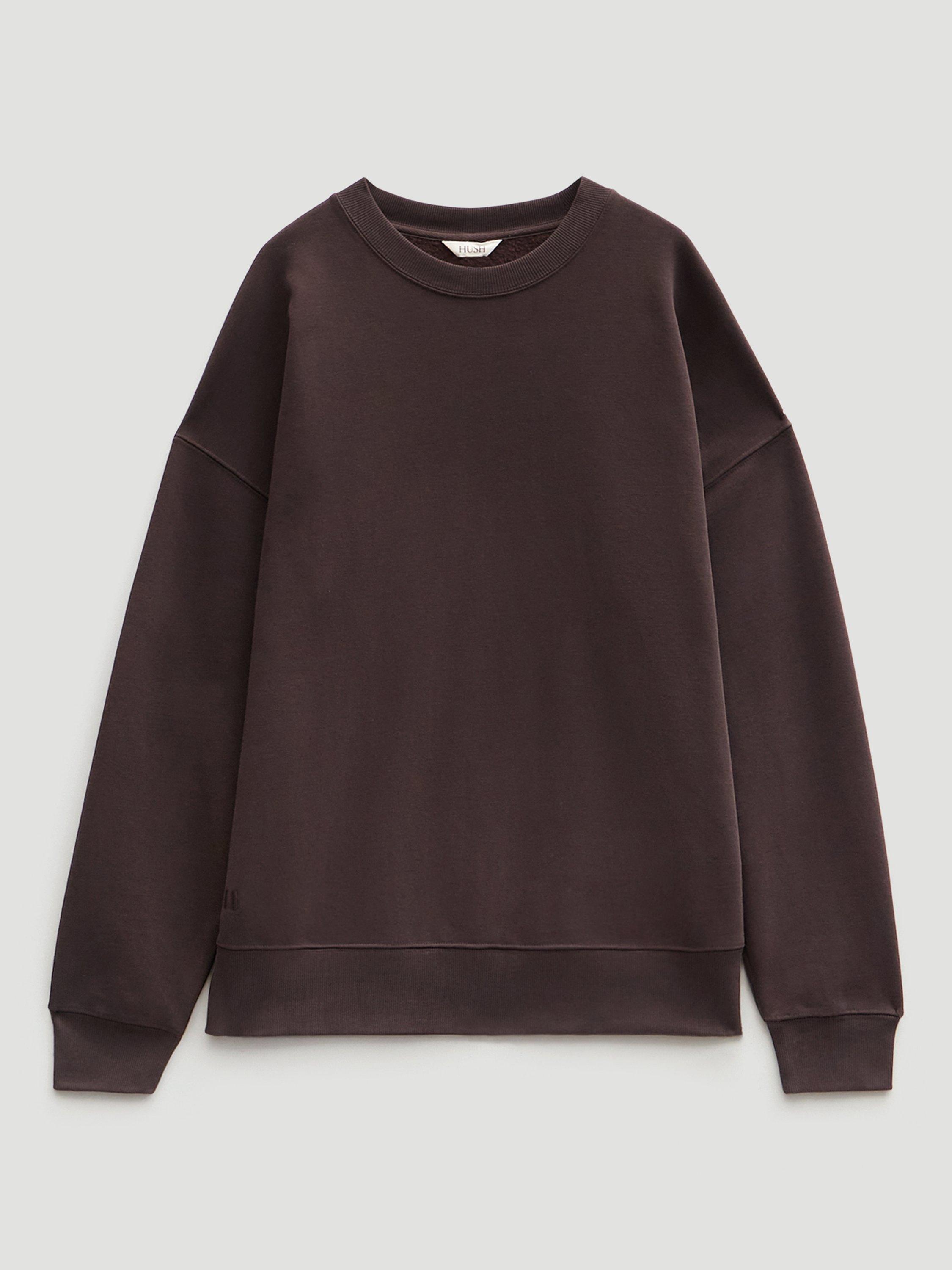 Product image 3 of 5, which shows HUSH Quinn Oversized Sweatshirt, Dark Brown, L
