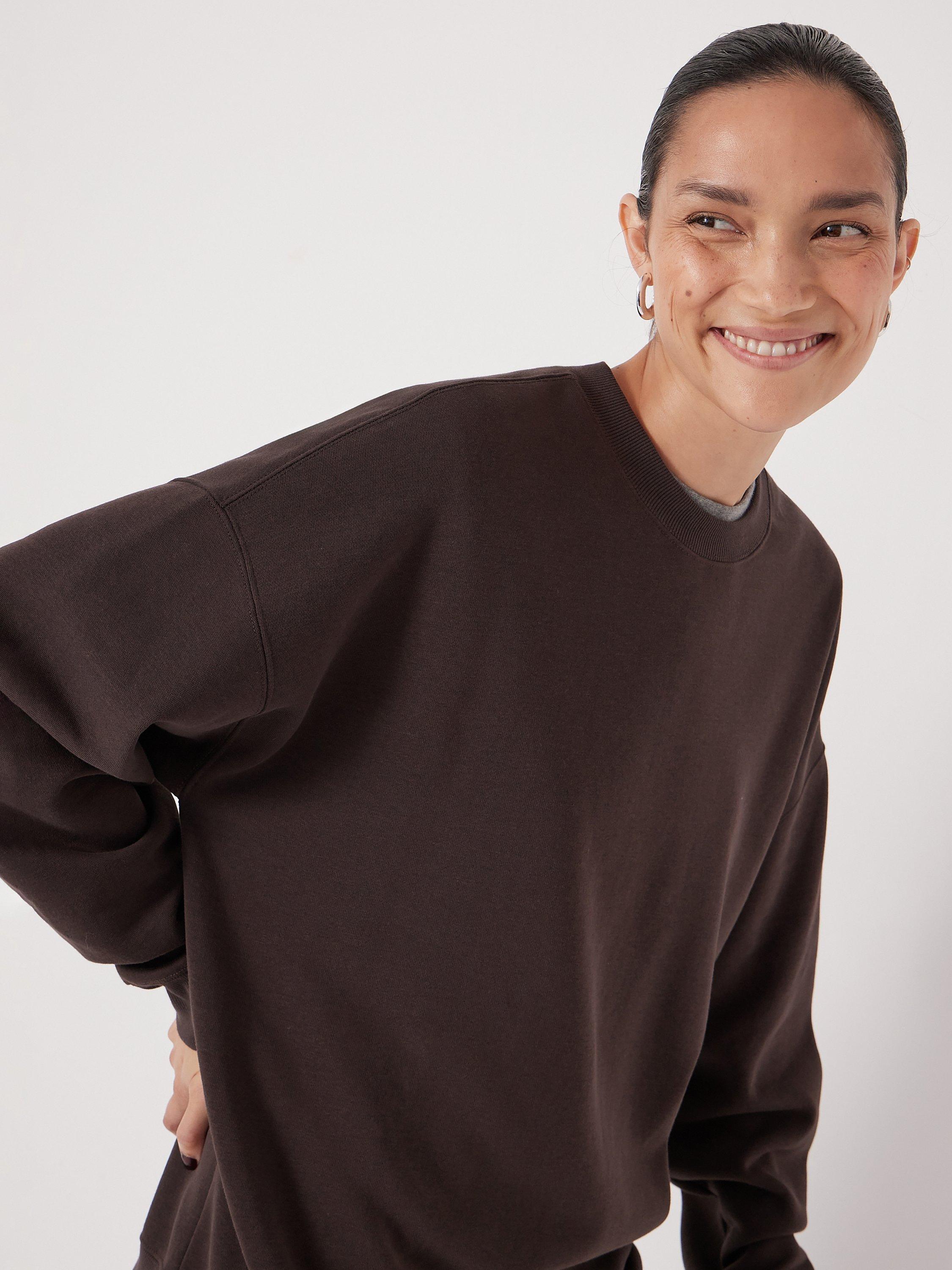 Product image 4 of 5, which shows HUSH Quinn Oversized Sweatshirt, Dark Brown, L