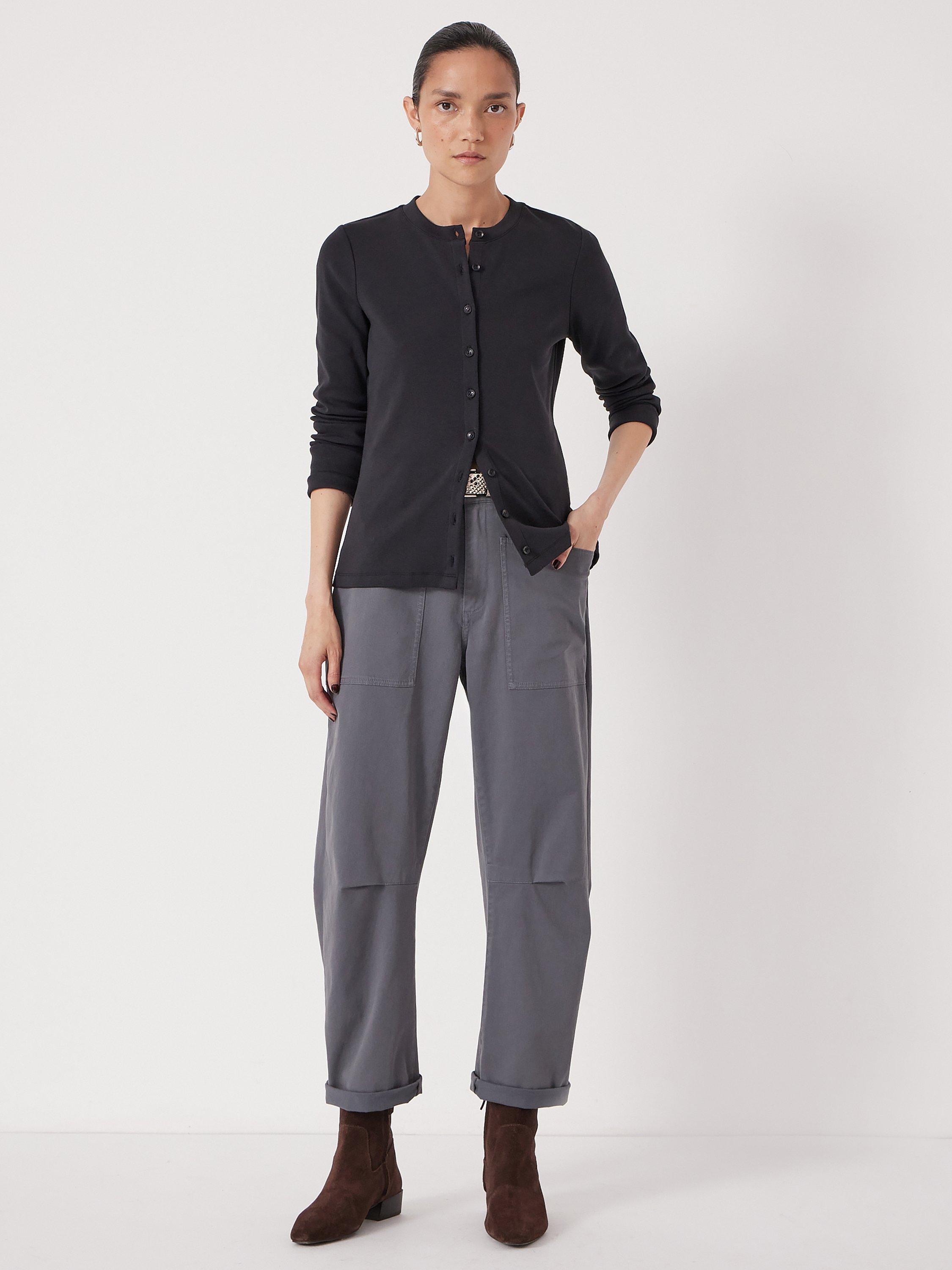 Product image 1 of 4, which shows HUSH Button Ribbed Long Sleeve Cotton Blend Cardigan Top, Black, XXS