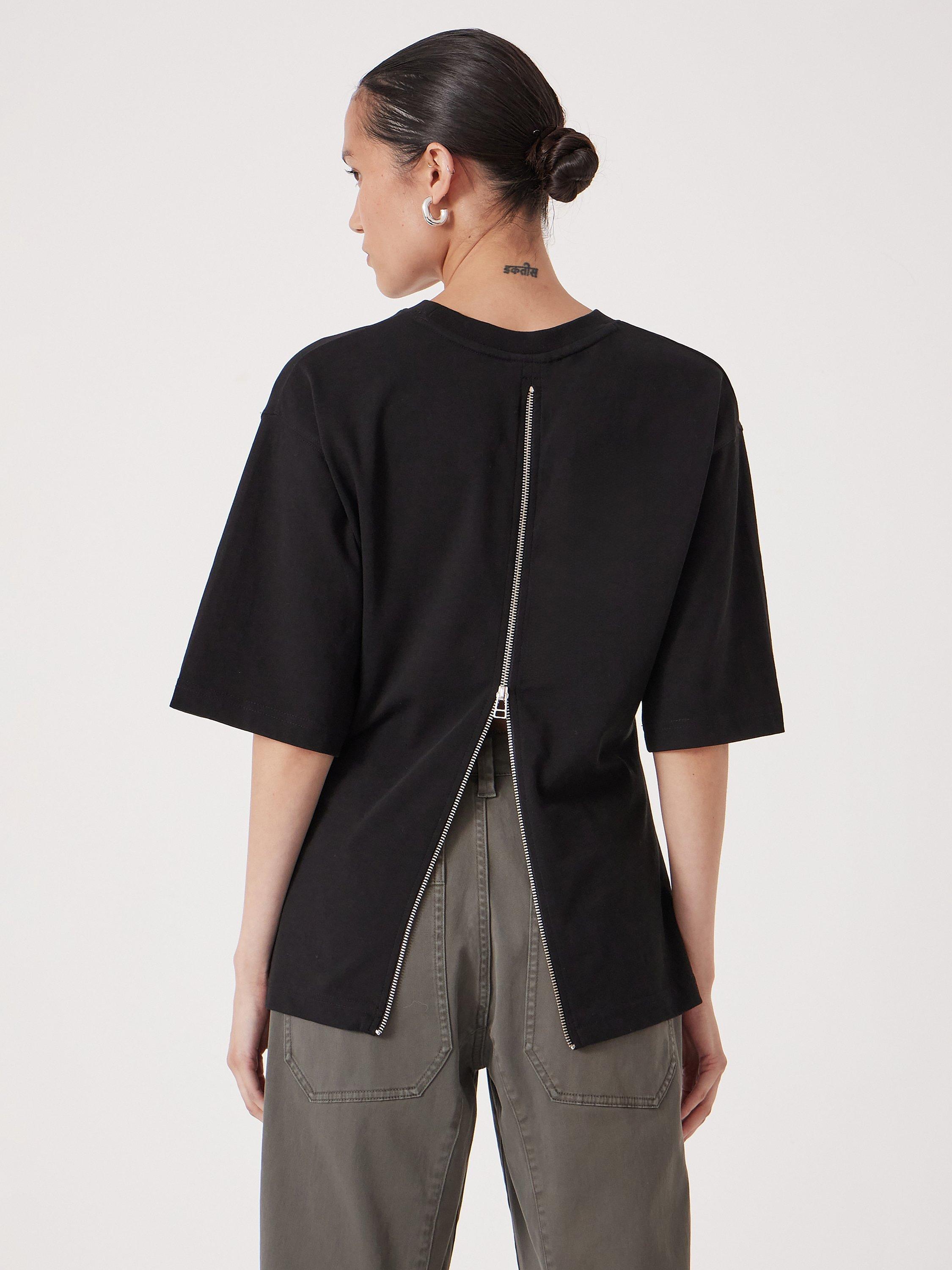 Product image 3 of 5, which shows HUSH Zip Back T-Shirt, Black, XXS