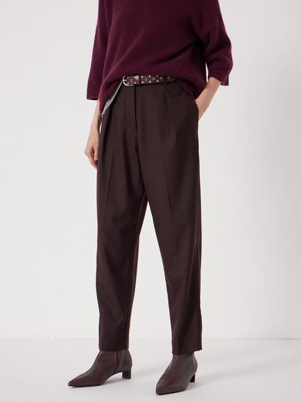 HUSH Wool Blend Tapered Trouser, Burgundy Purple