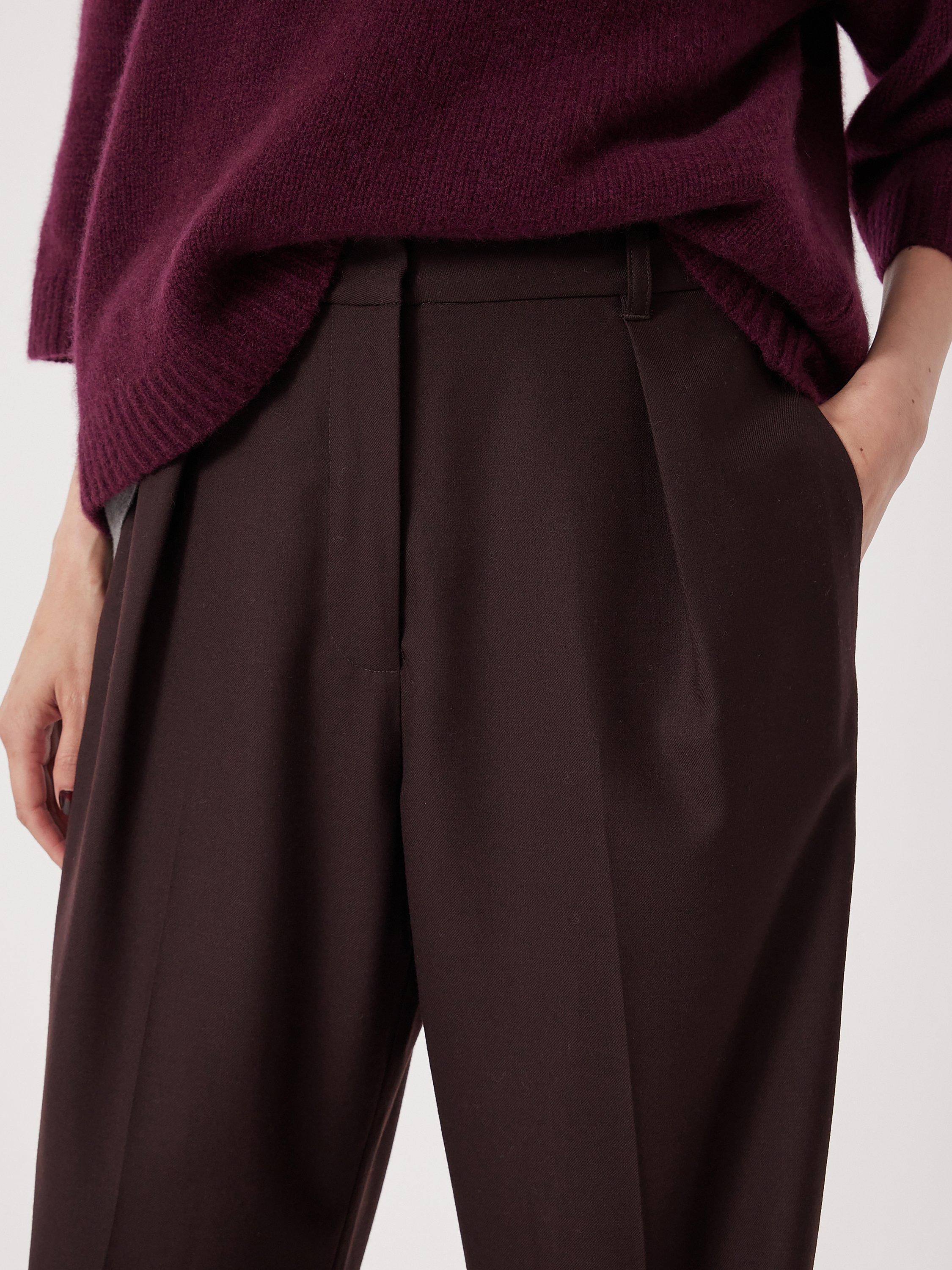 Product image 3 of 5, which shows HUSH Wool Blend Tapered Trouser, Burgundy Purple, 4S