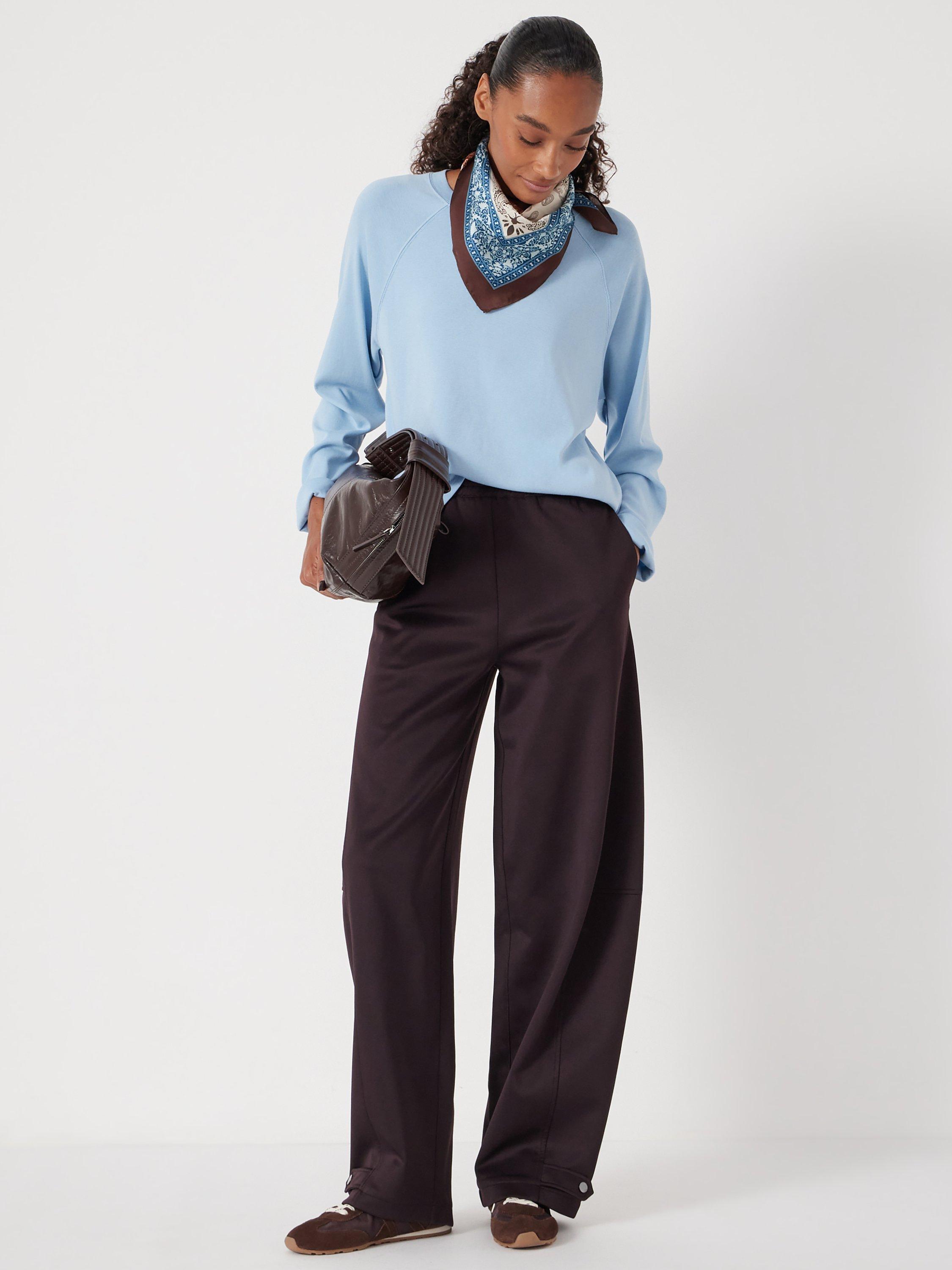 Product image 2 of 6, which shows HUSH Cotton Barrel Leg Joggers, Burgundy, XXS Sht