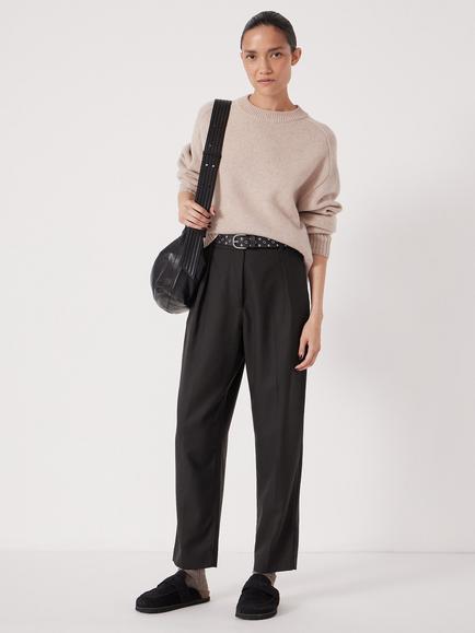 HUSH Wool Blend Tapered Trouser - view 2, Black