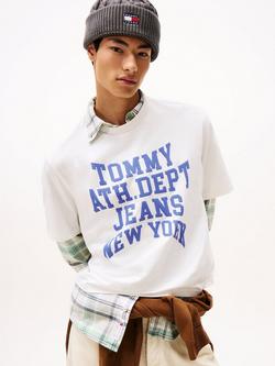 Tommy Jeans Cotton Regular Fit Short Sleeve Varsity Logo T-Shirt, Ecru