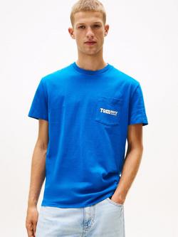 Tommy Jeans Cotton Regular Fit Short Sleeve Logo T-Shirt, Vibrant Indigo