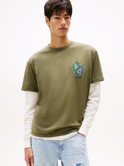 Tommy Jeans Relaxed Fit Logo T-Shirt, Pewter Green, Pewter Green