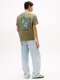 Tommy Jeans Relaxed Fit Logo T-Shirt, Pewter Green - view 2, Pewter Green