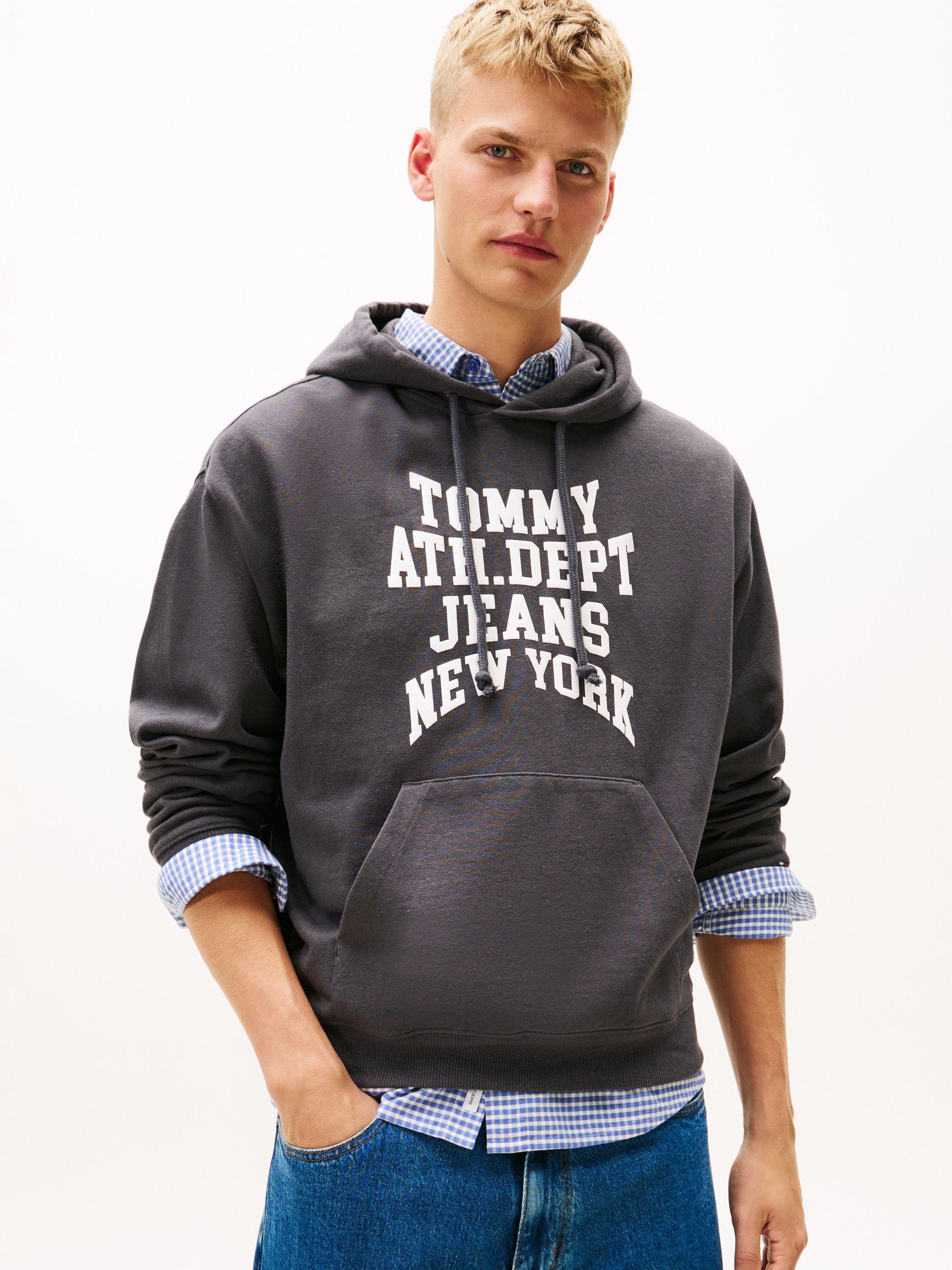 Product image 1 of 5, which shows Tommy Jeans Cotton Logo Hoodie, Washed Black, XS