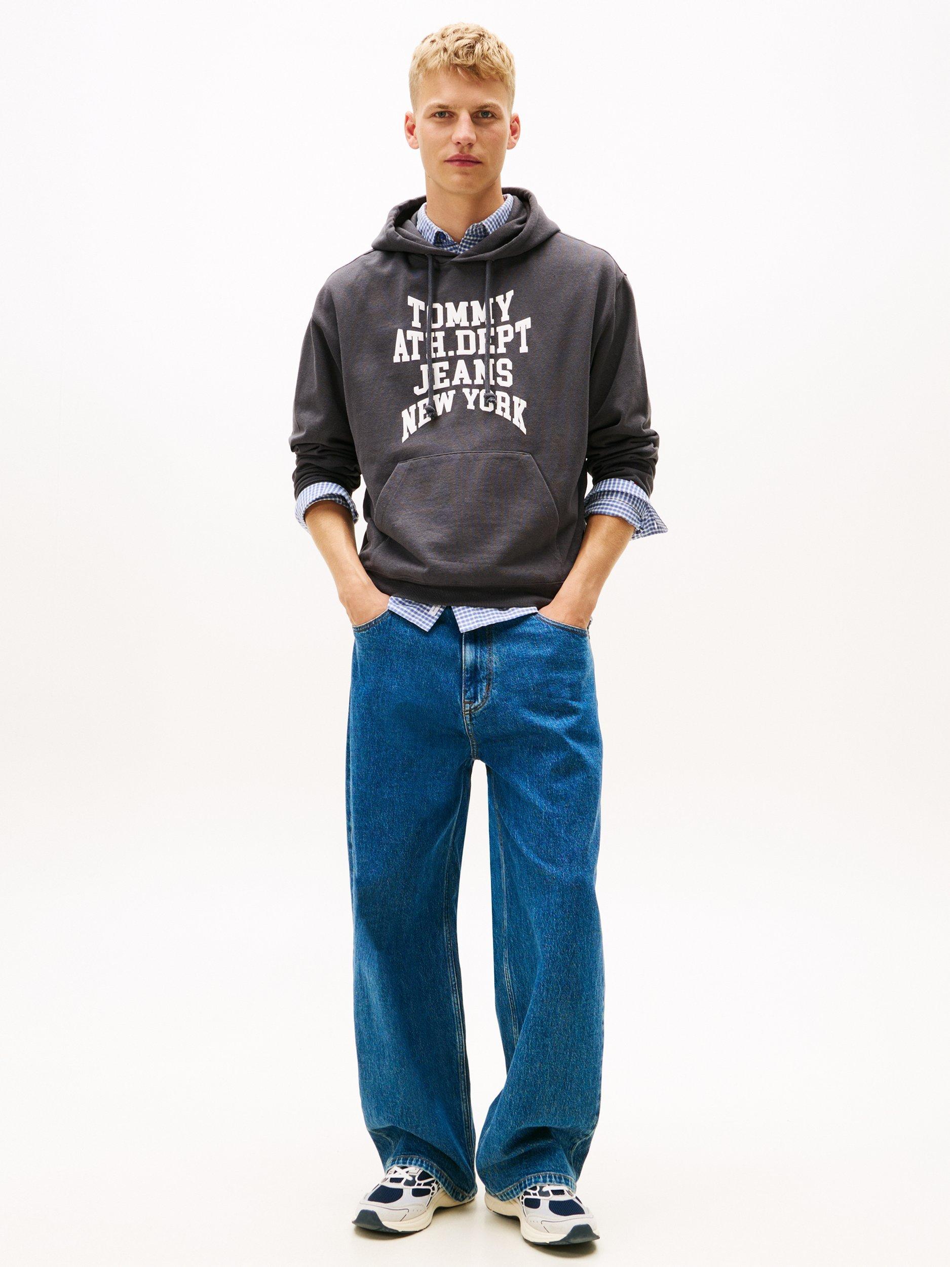 Product image 3 of 5, which shows Tommy Jeans Cotton Logo Hoodie, Washed Black, XS