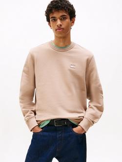 Tommy Jeans Tonal Tommy Badge Crew Neck Sweatshirt, Coastal Taupe Tonal