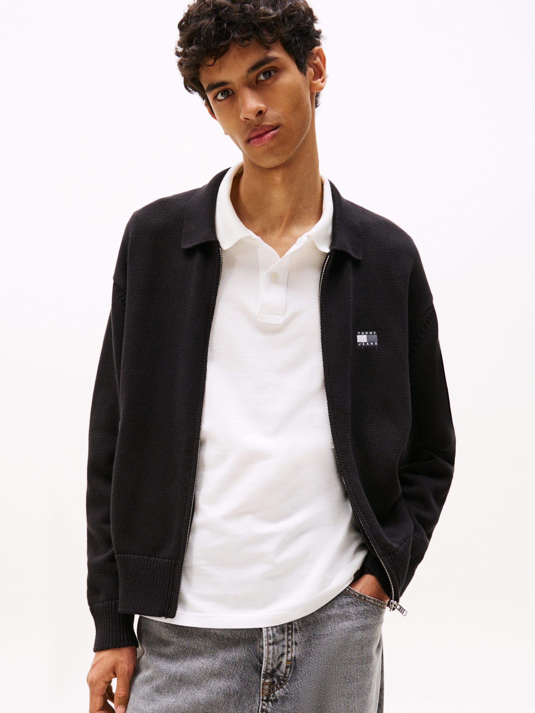 Product image 1 of 5, which shows Tommy Jeans Logo Zip Sweatshirt, Black, M