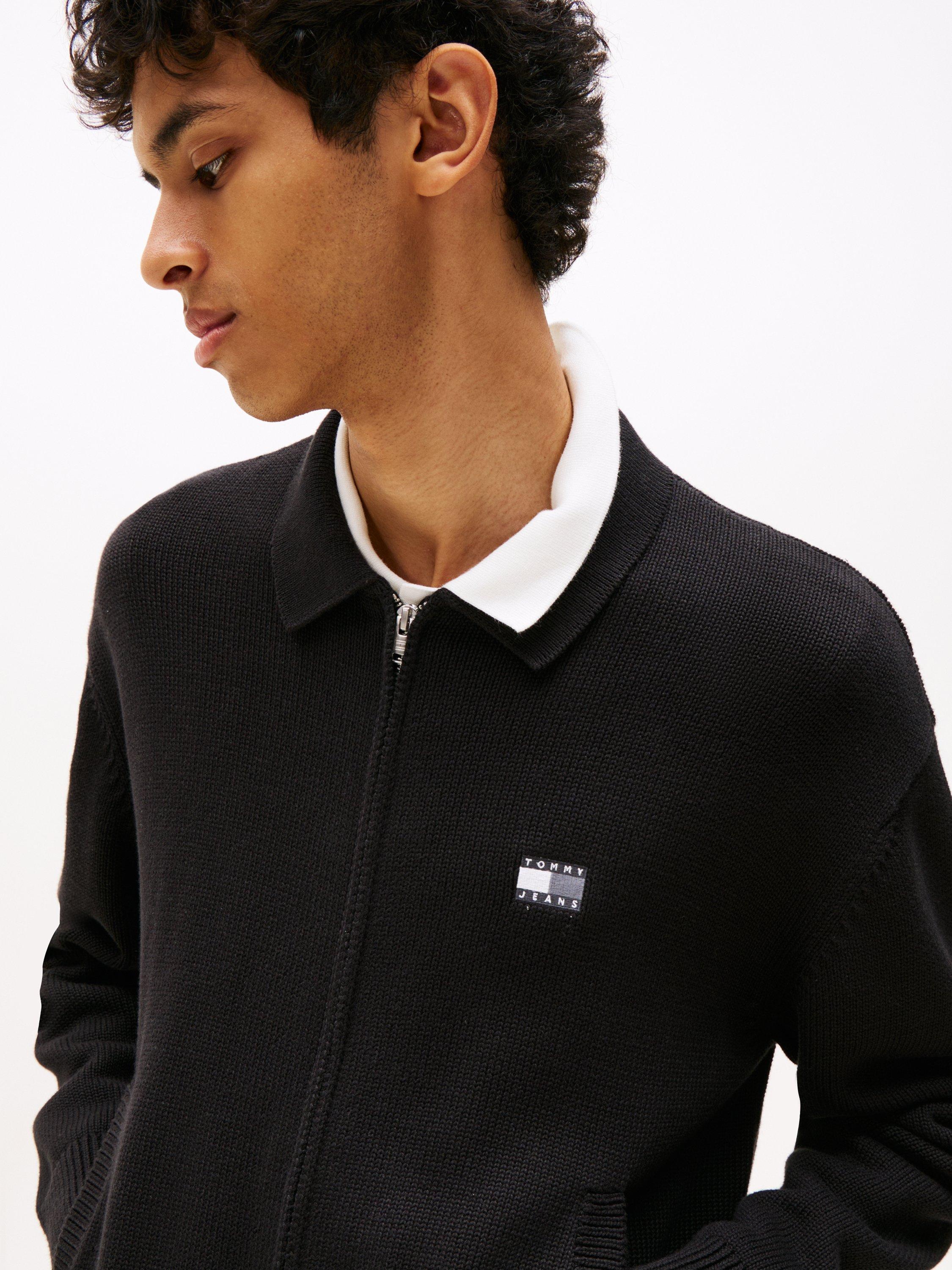 Product image 4 of 5, which shows Tommy Jeans Logo Zip Sweatshirt, Black, M