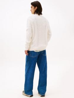 Tommy Jeans Tommy Badge Cable Knit Slim Jumper - view 2, Ancient White Tonal