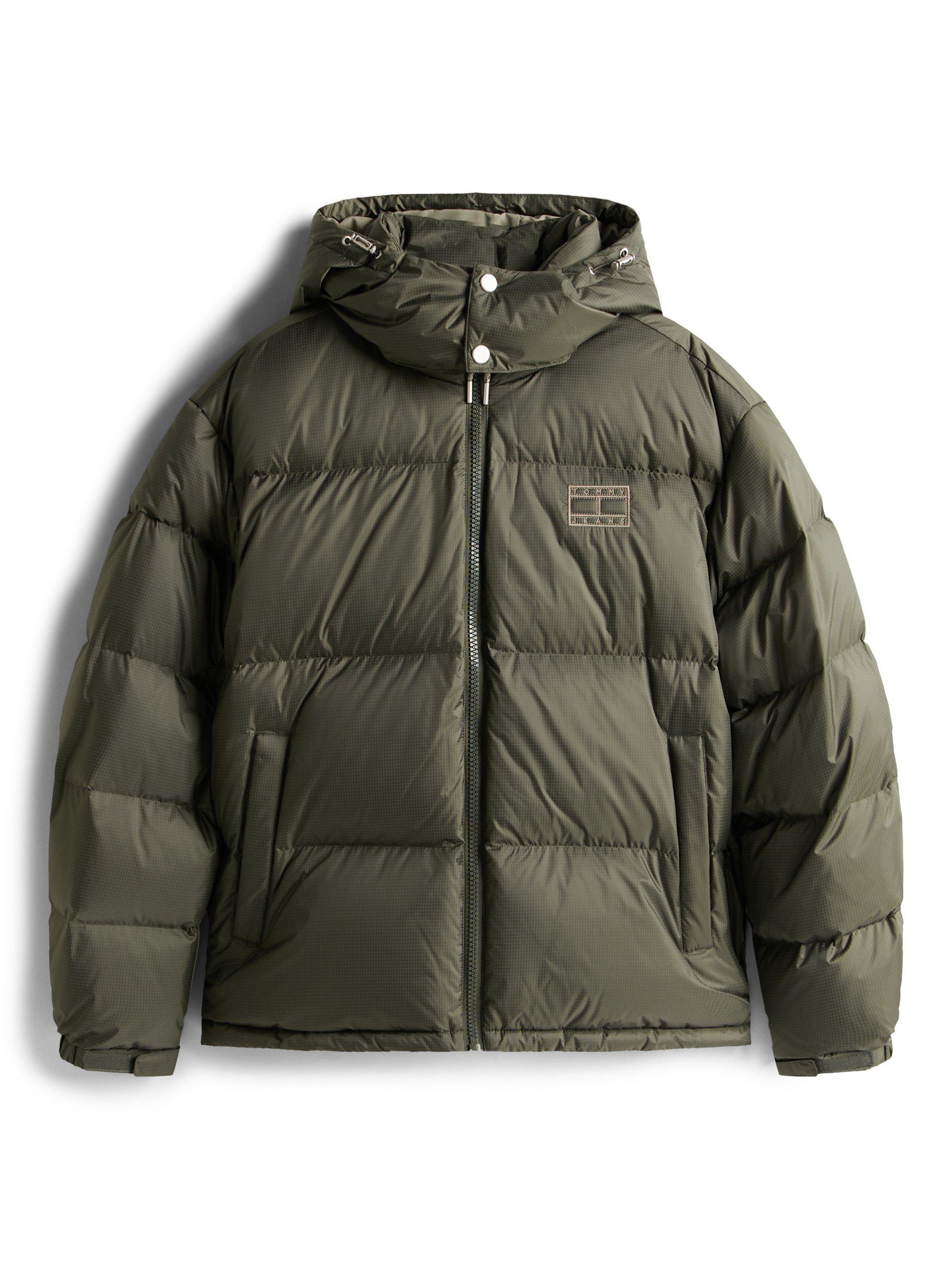 Tommy Jeans Water Repellent Ripstop Alaska Puffer Jacket, Pewter Green