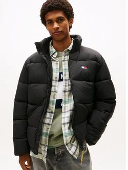 Tommy Jeans Water Repellent Relaxed Fit Crinkle Puffer Jacket, Black
